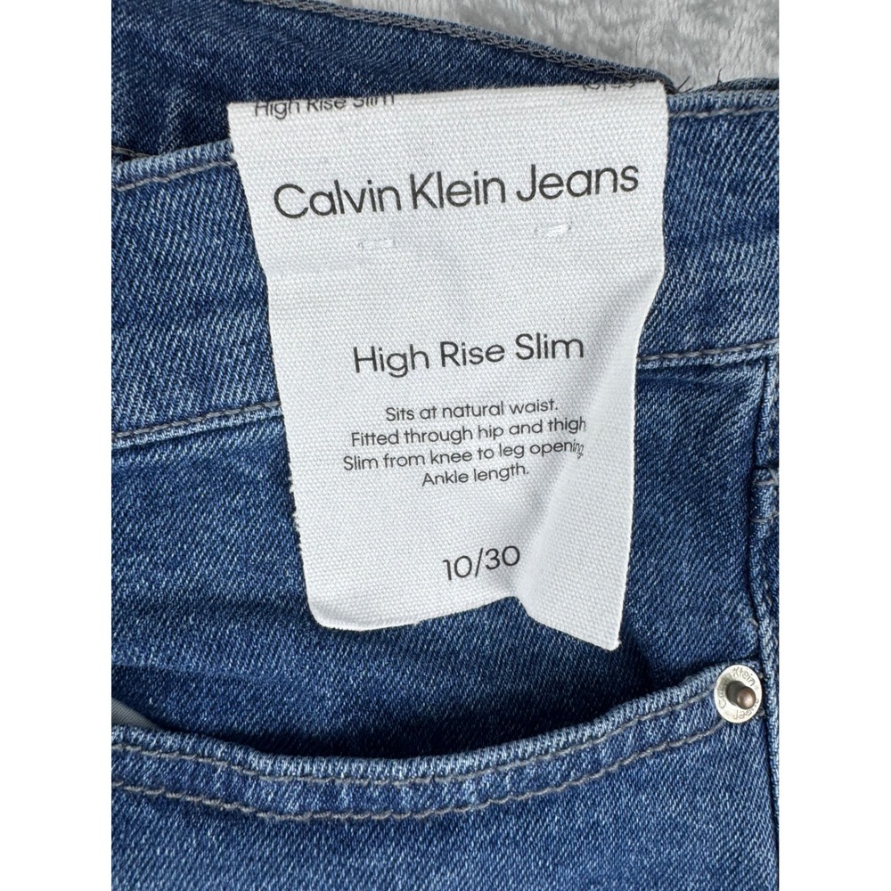 New Calvin Klein 10/30 High Rise Slim Jeans Womens Blue Button Fly Raw Hem - Picture 3 of 11